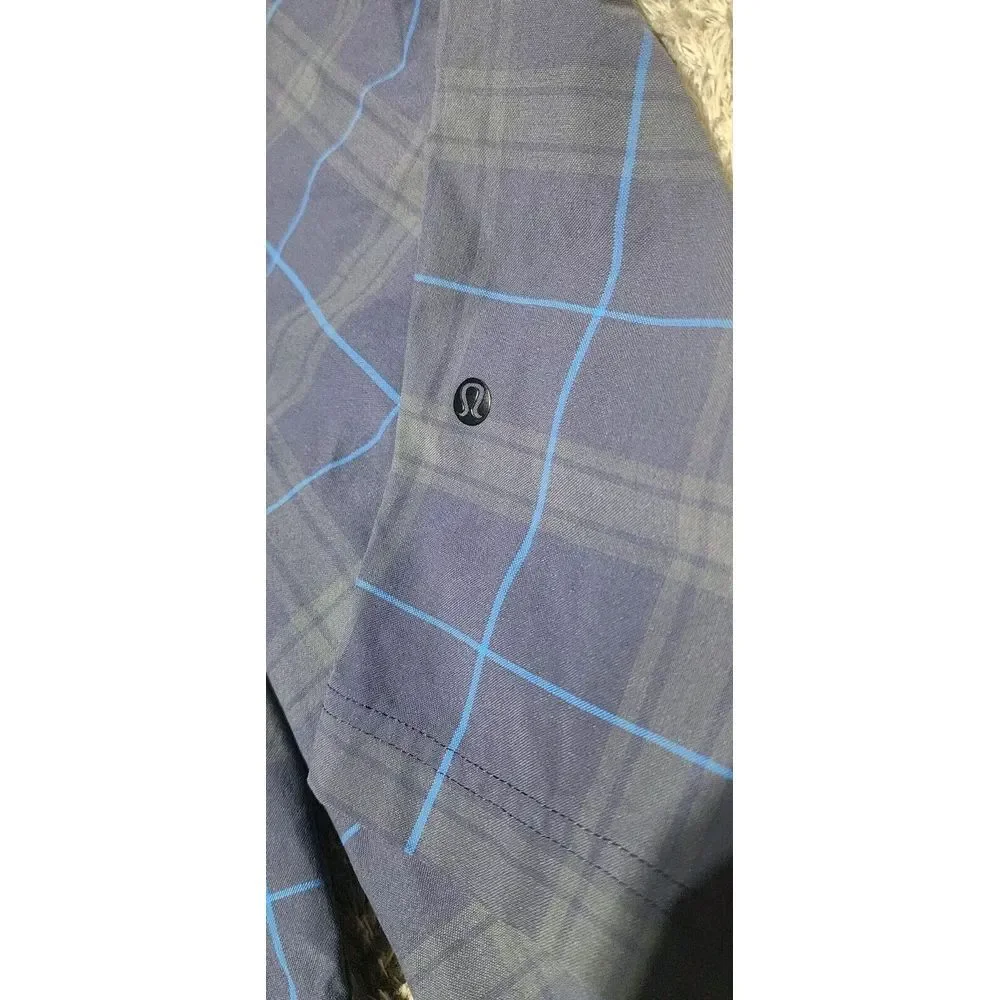 Lululemon Kahuna Shorts Mens 30 Check Plaid Flat Front Golf Bermuda Chino‎ Blue
